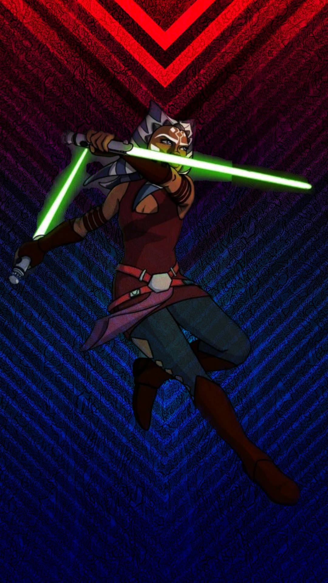 Ahsoka Tano Attacking From The Air Background