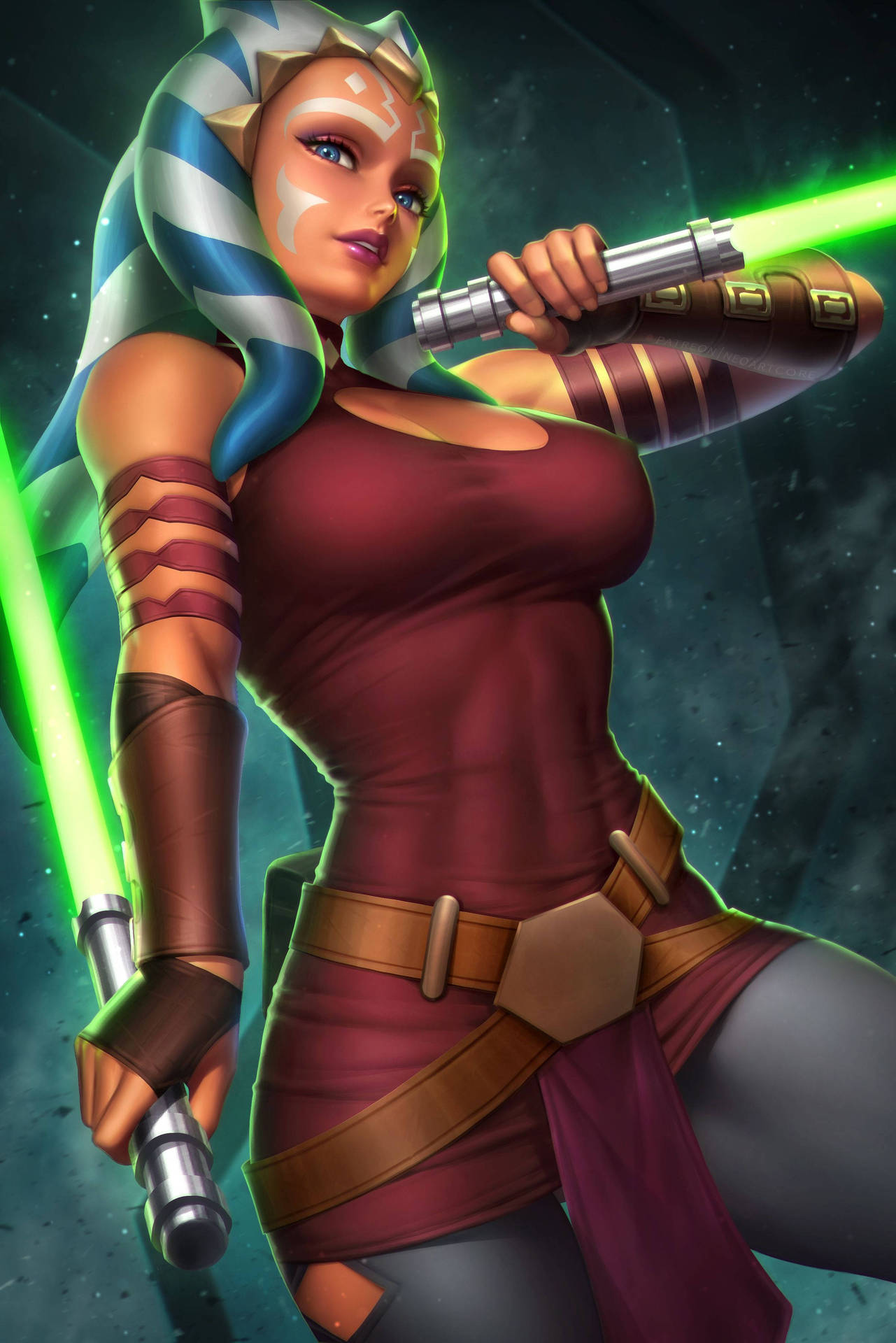 Ahsoka Tano In Brown Tank Top Background