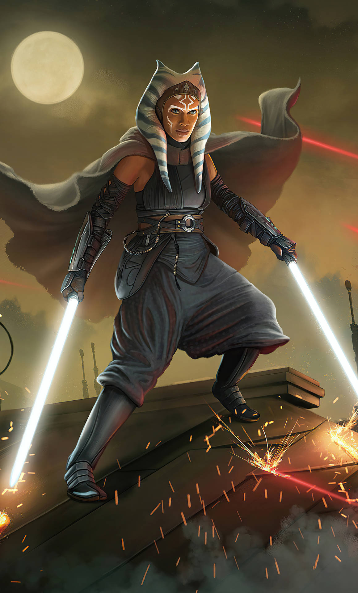 Ahsoka Tano Standing On A Ship Background