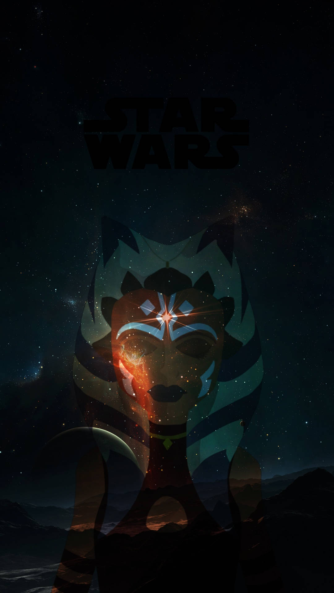 Ahsoka Tano Surrounded By Stars Background