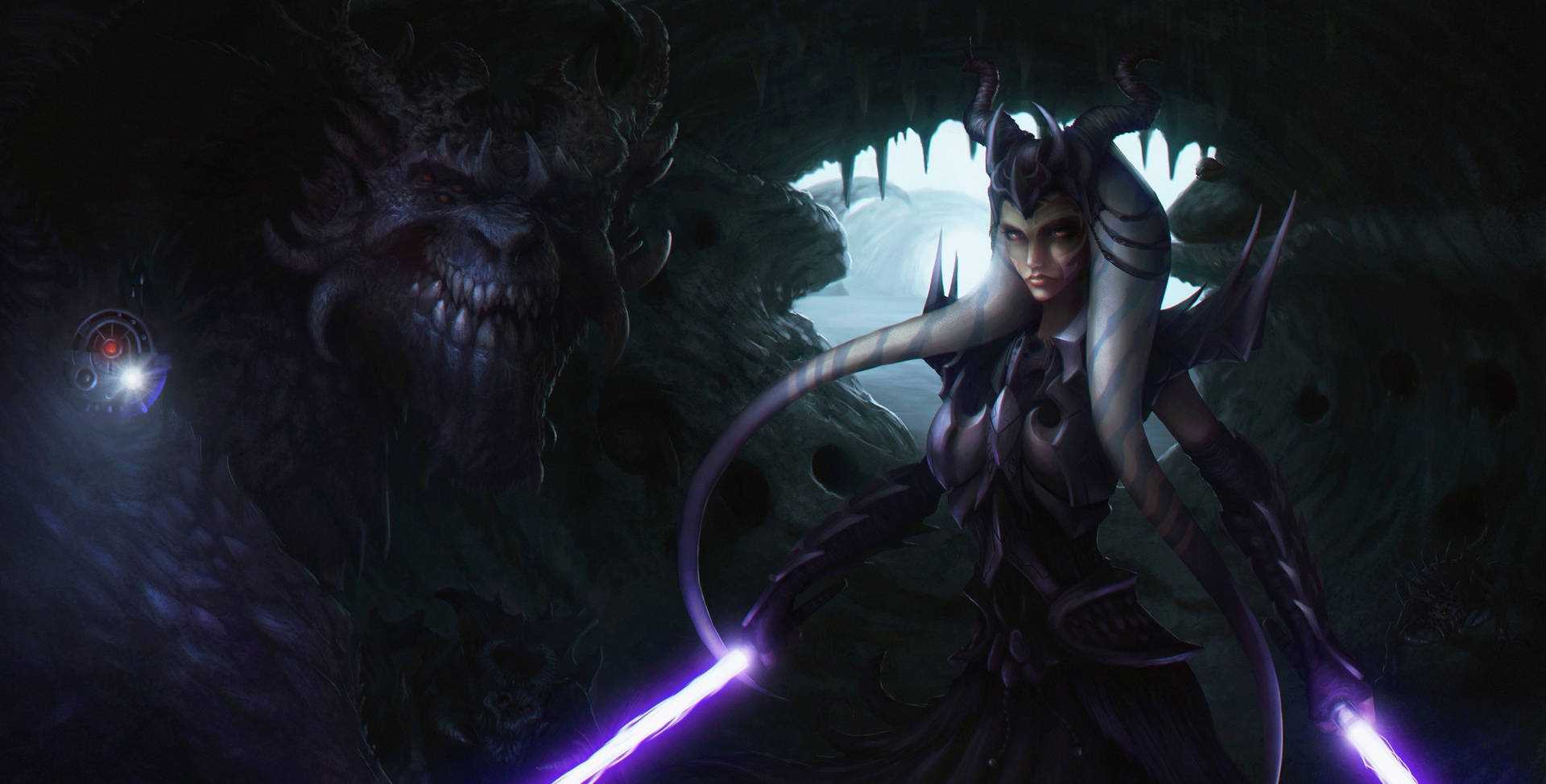 Ahsoka Tano With A Beast Background