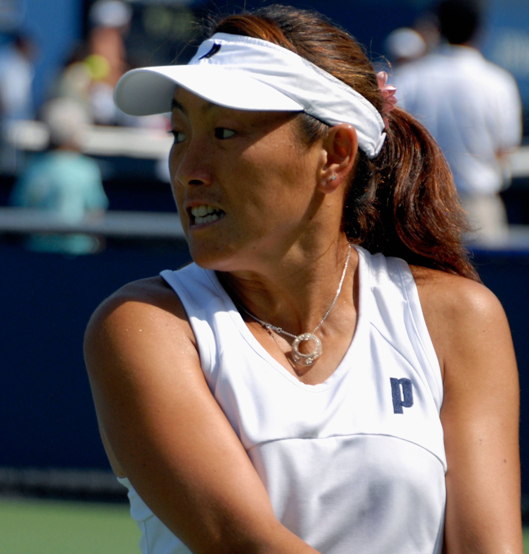 Ai Sugiyama Showcasing Her Determination On Court Background