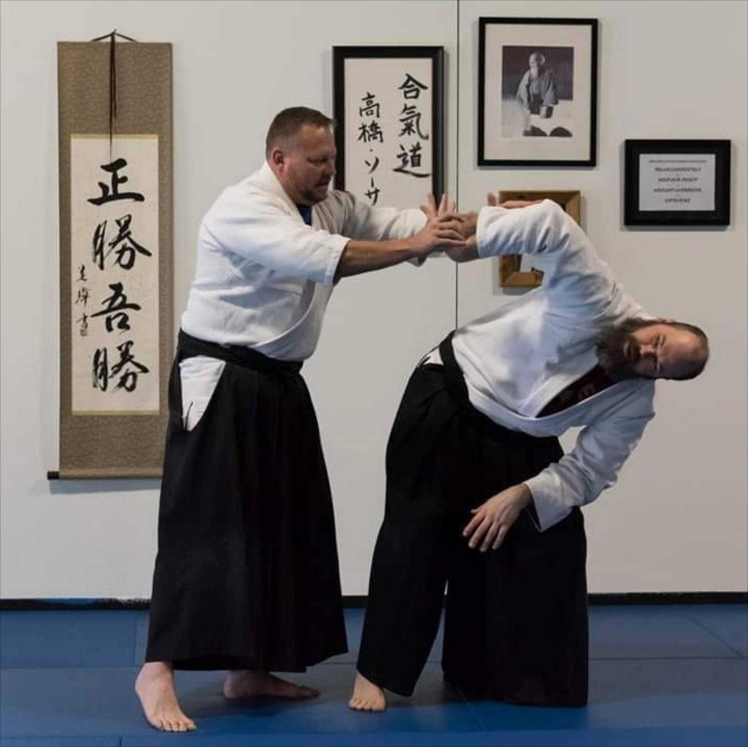 Aikido Practitioner Performing Sankyo Aikido Technique Background