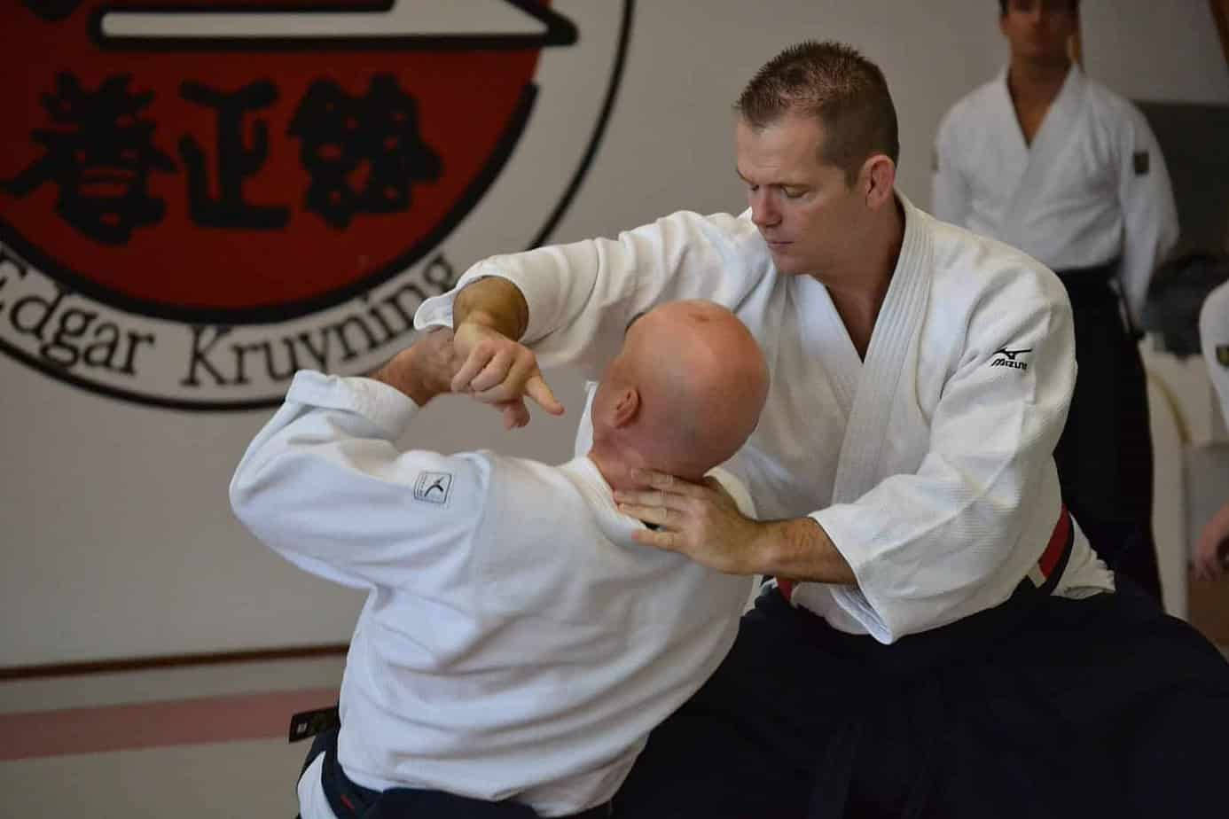 Aikido Sensei Teaching Traditional Technique Background