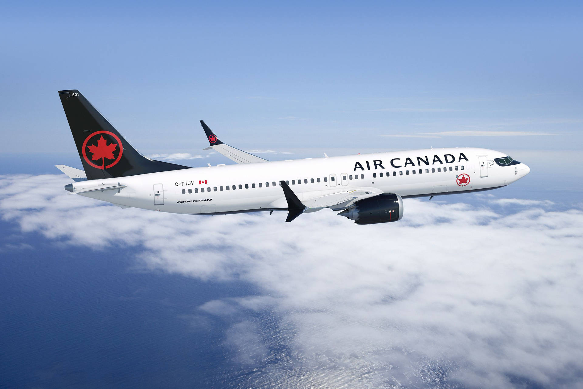 Air Canada Aircraft With Black Spoiler Background