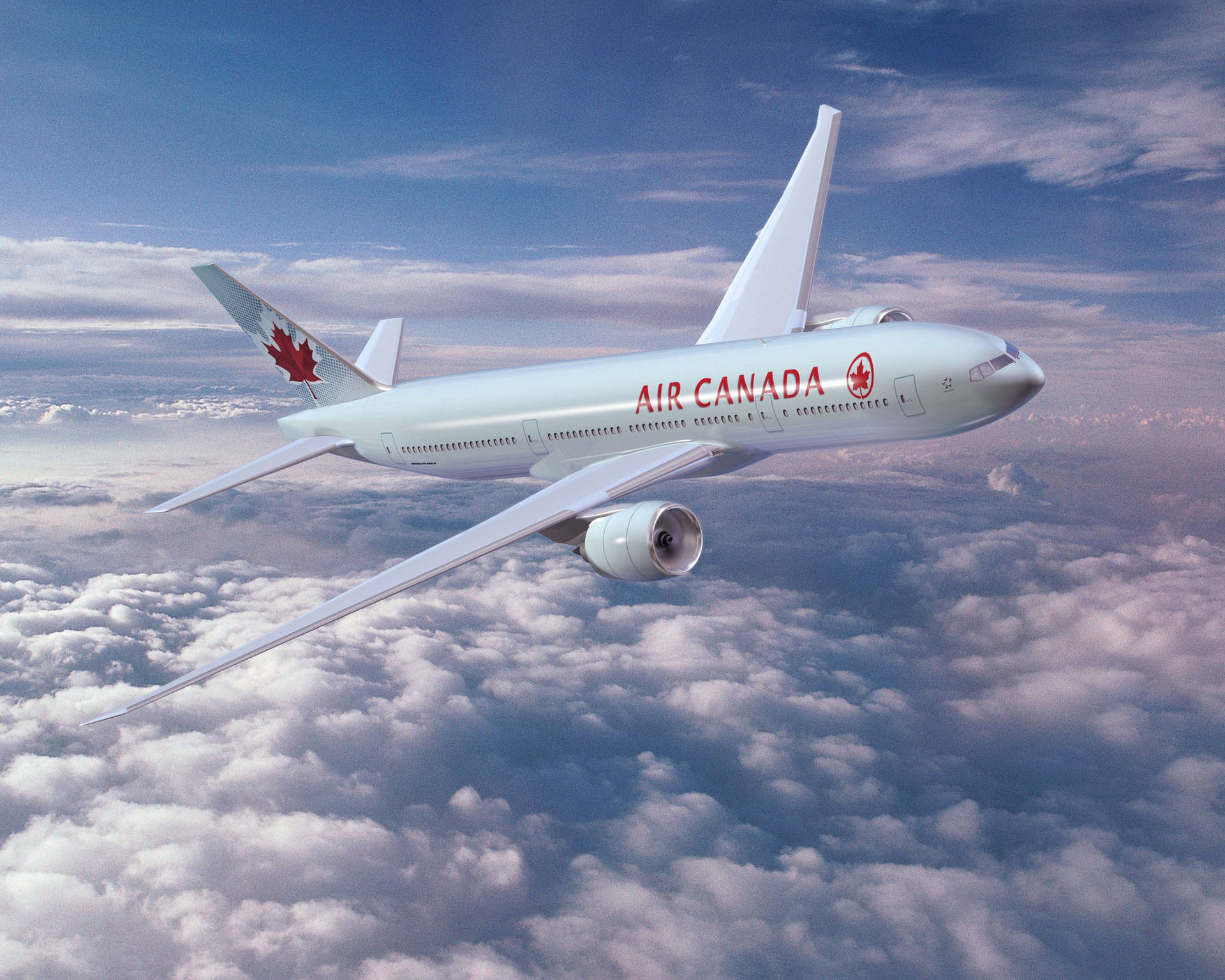 Air Canada Plane Beyond Clouds Background