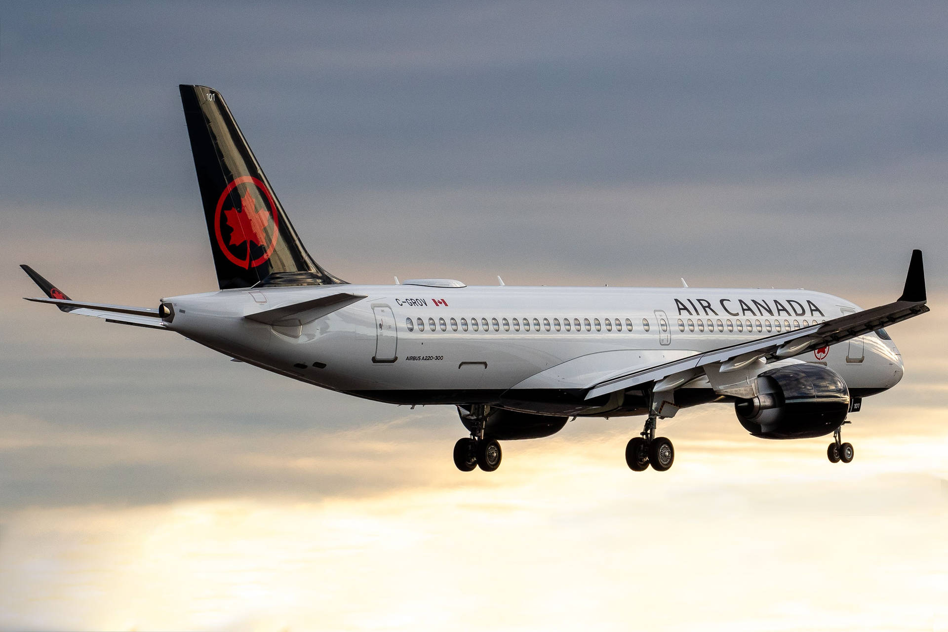 Air Canada Plane With Wheels Background