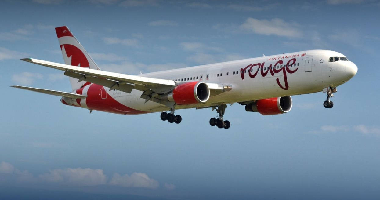 Air Canada Rouge Airplane In Flight Background