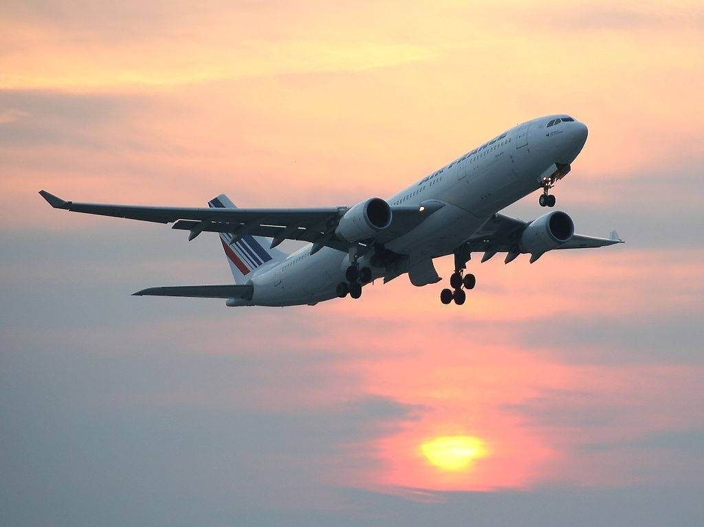 Air France Airbus A330-203 At Sunset Background