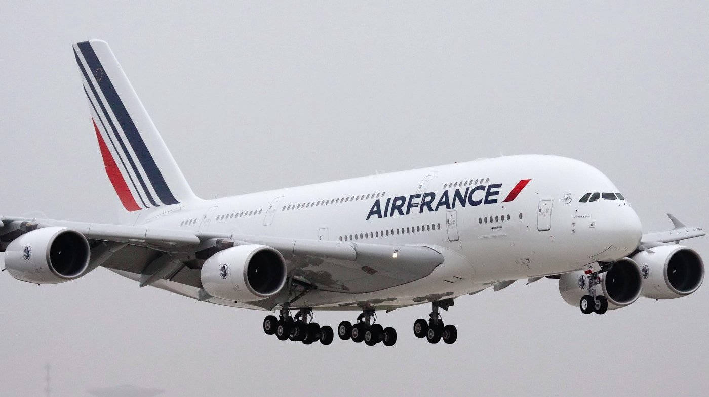 Air France Airbus A380 Side Angle Shot Background