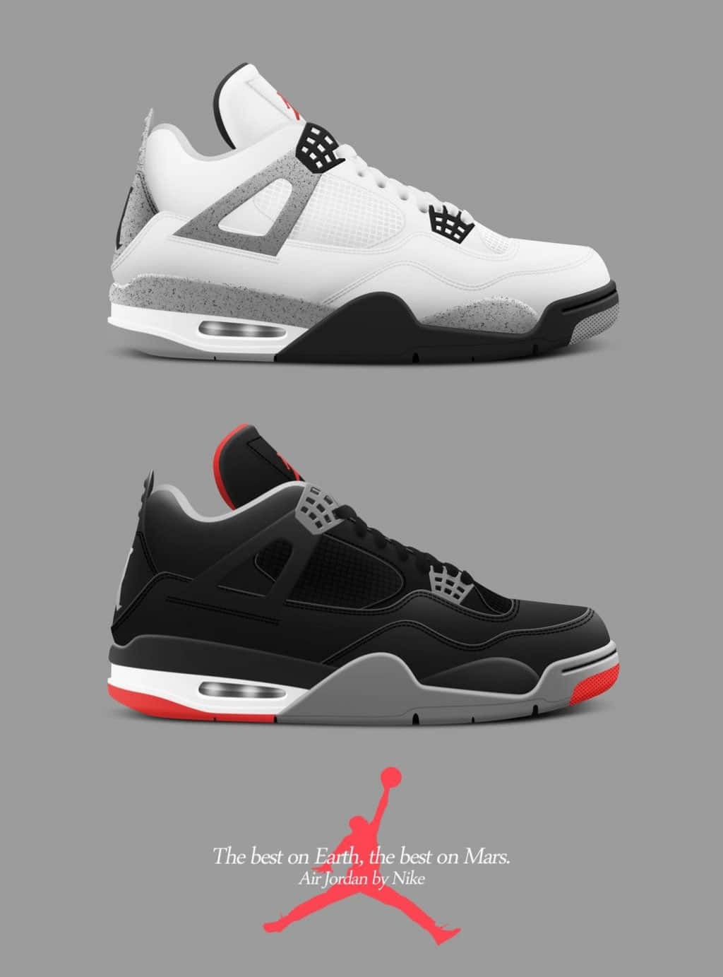 Air Jordan 4 Black & White Nike Poster Background