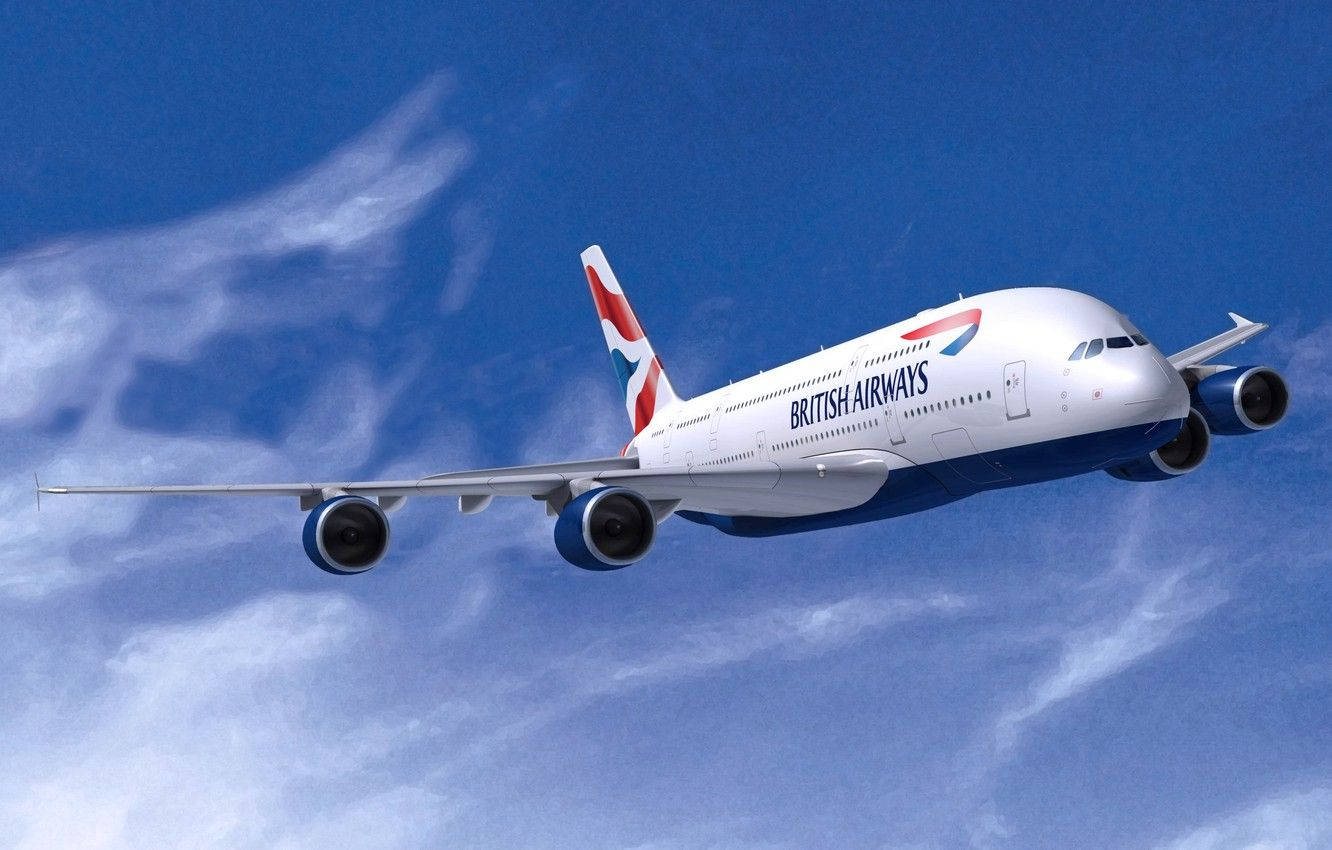 Airplane From British Airways Flying High Background