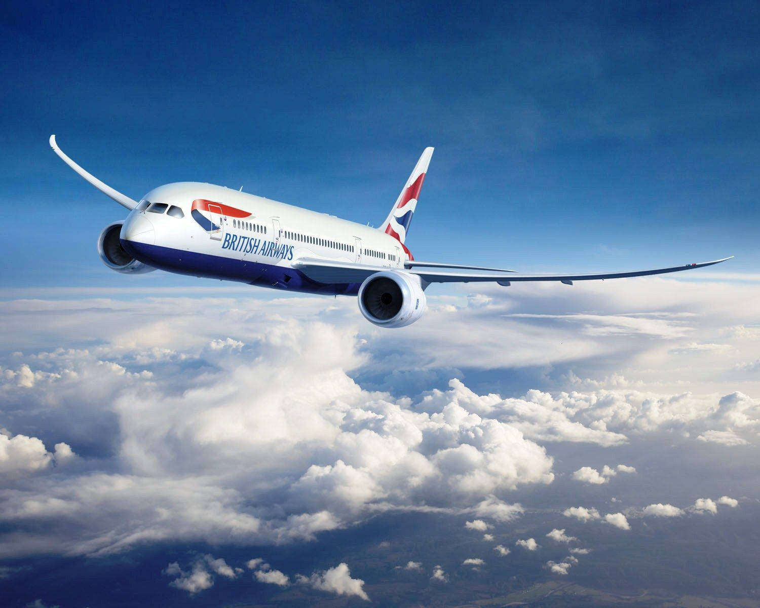 Airplane From British Airways Front Angle Background