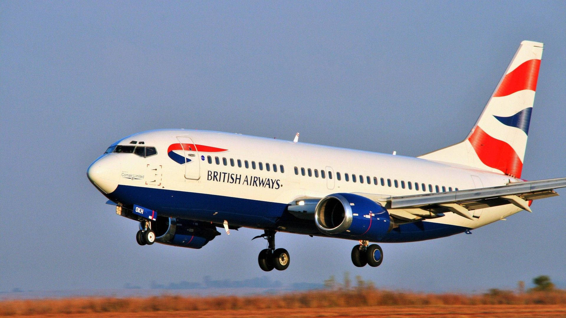 Airplane From British Airways Landing Background