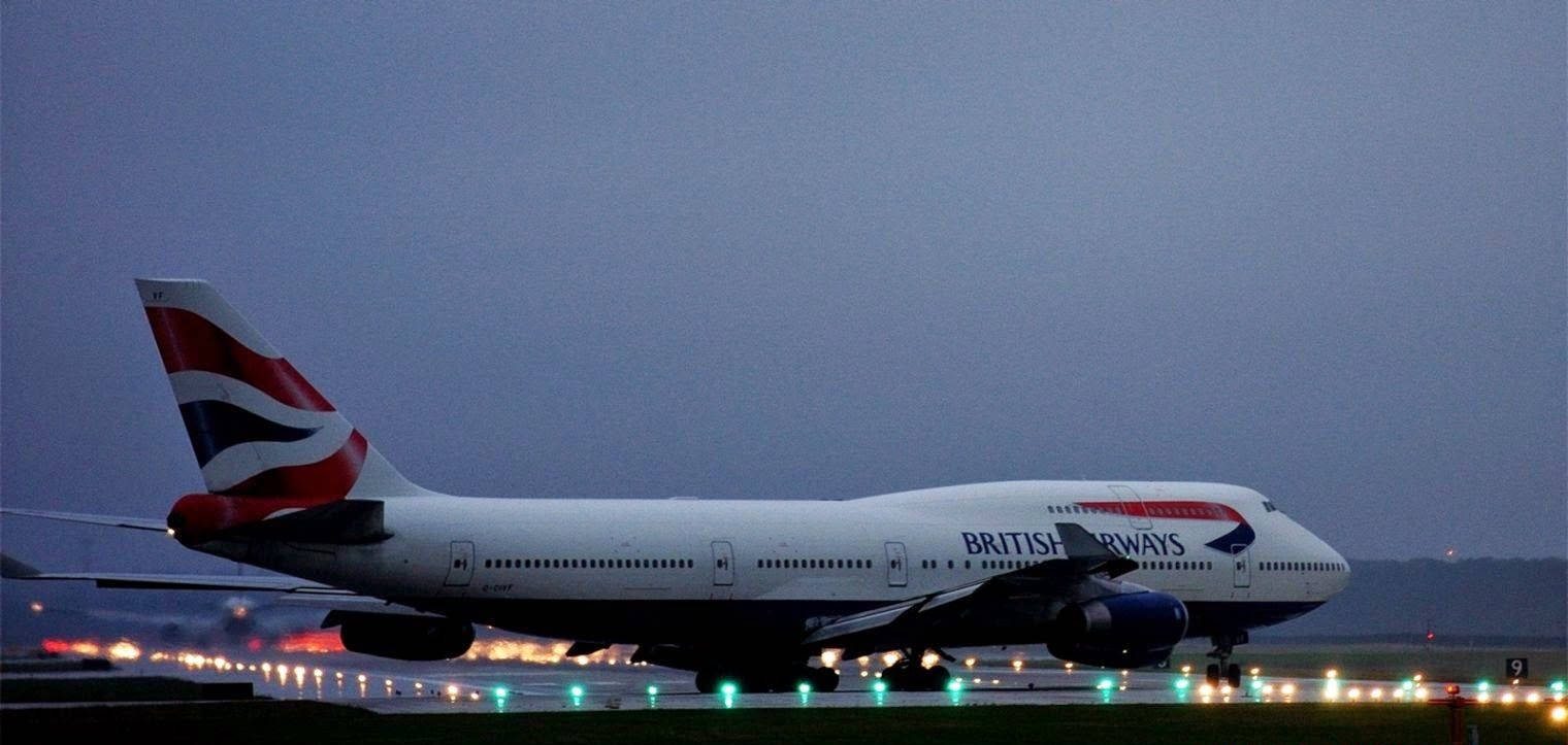 Airplane From British Airways Midair Background