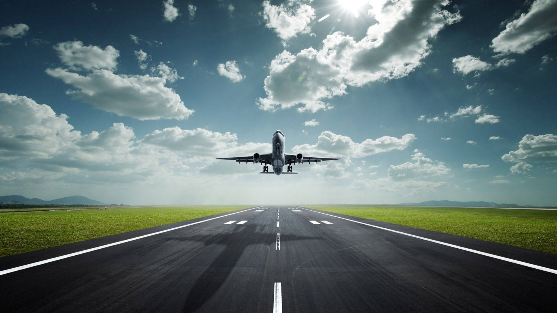Airplane From Runway Background