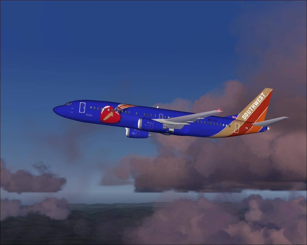 Airplane Gloomy Sky Southwest Airlines Background