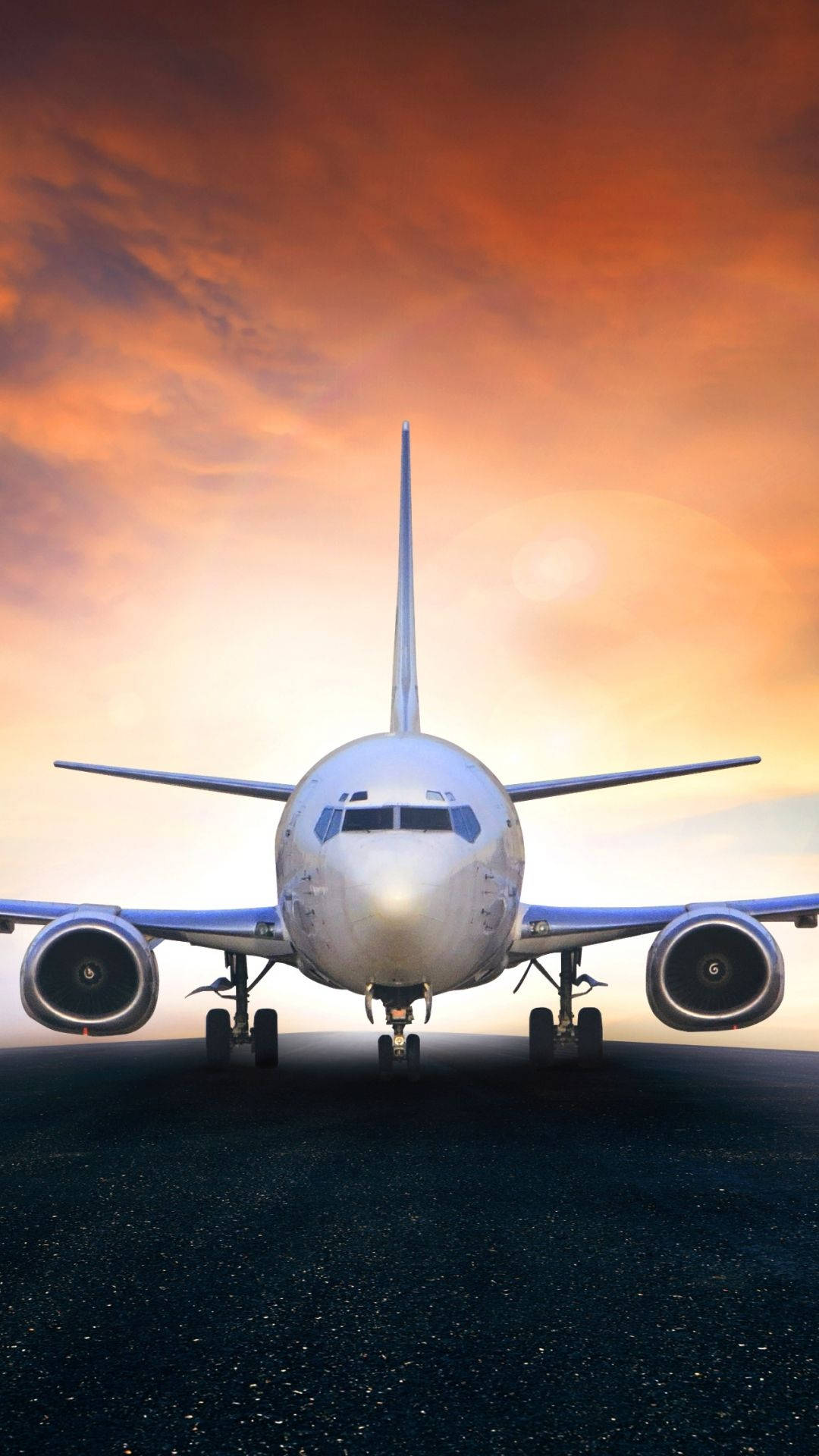 Airplane On Dark Runway