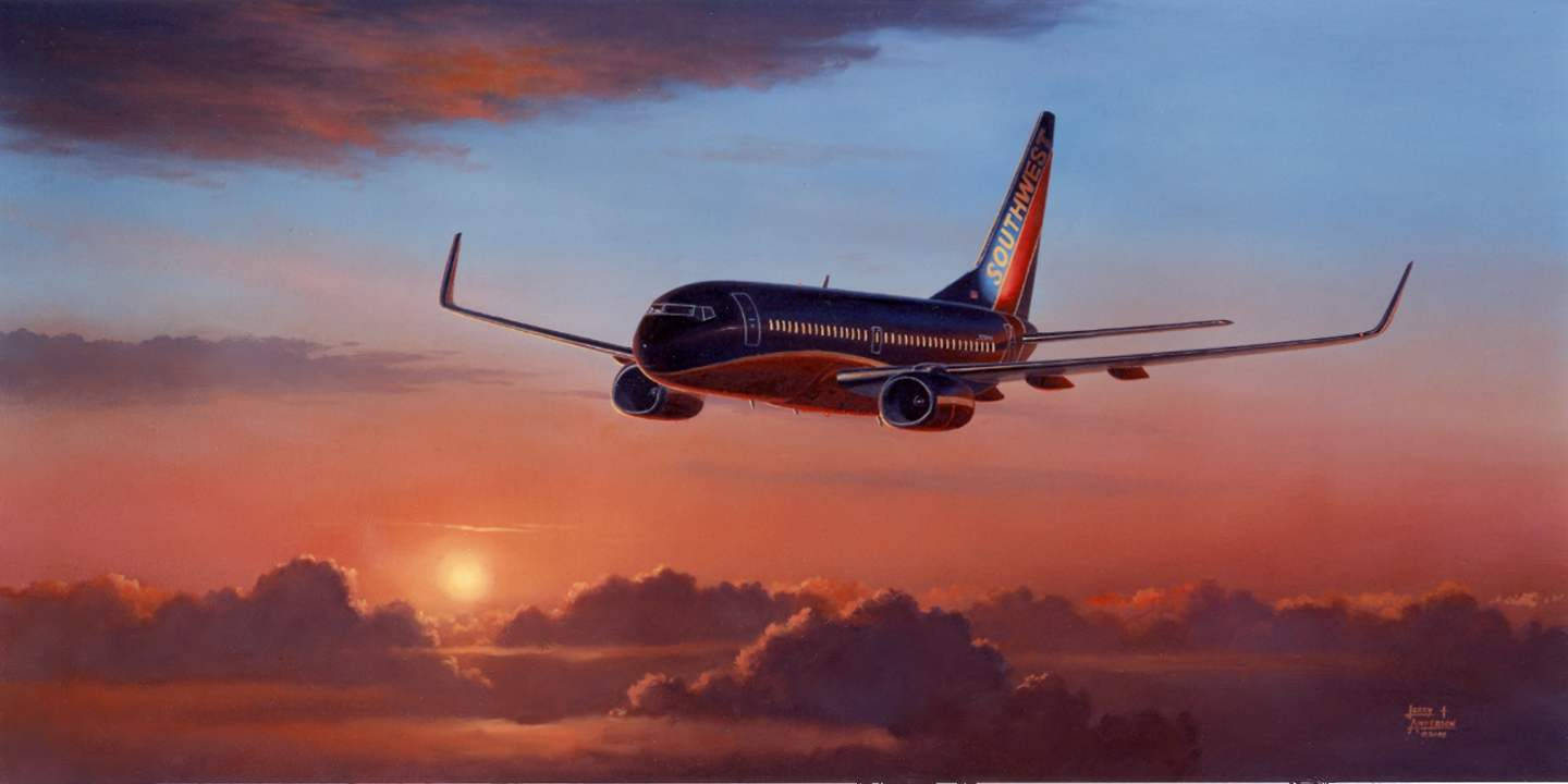 Airplane Over Sunset Southwest Airlines Background