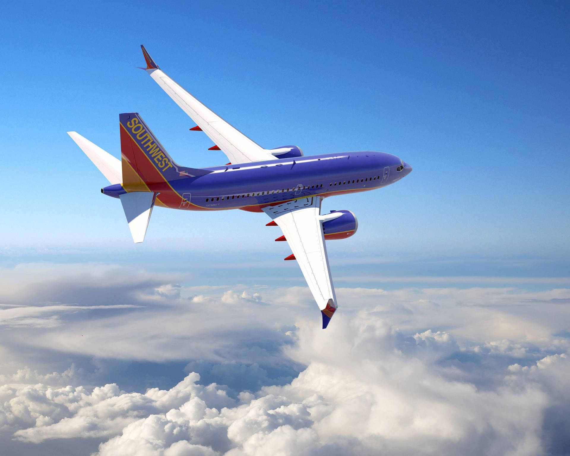 Airplane Southwest Airlines Clear Sky Background