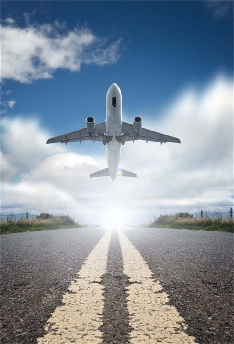 Airplane Steep Angle Takeoff Departure Background