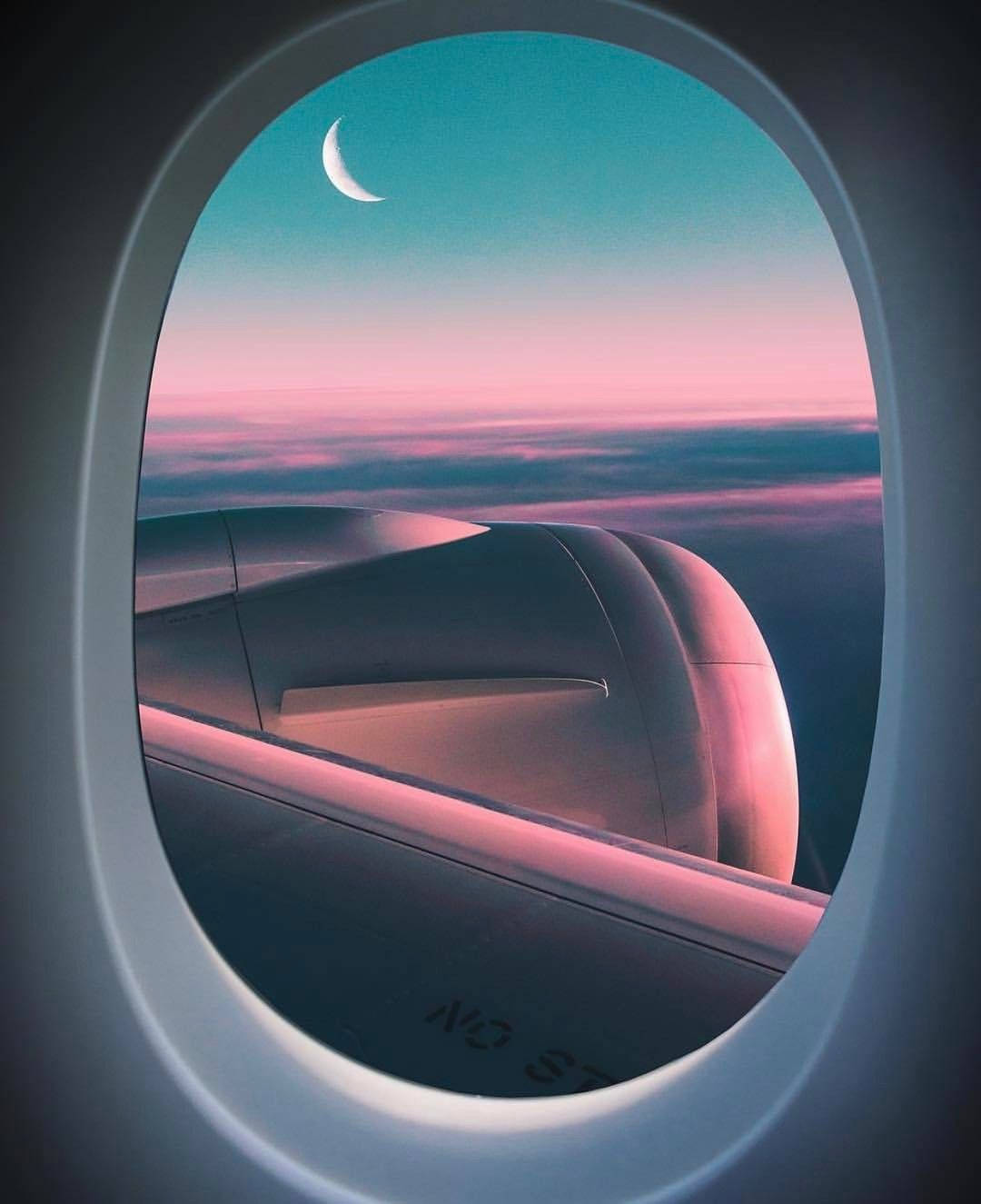 Airplane Window Aesthetic Travel Moon Background