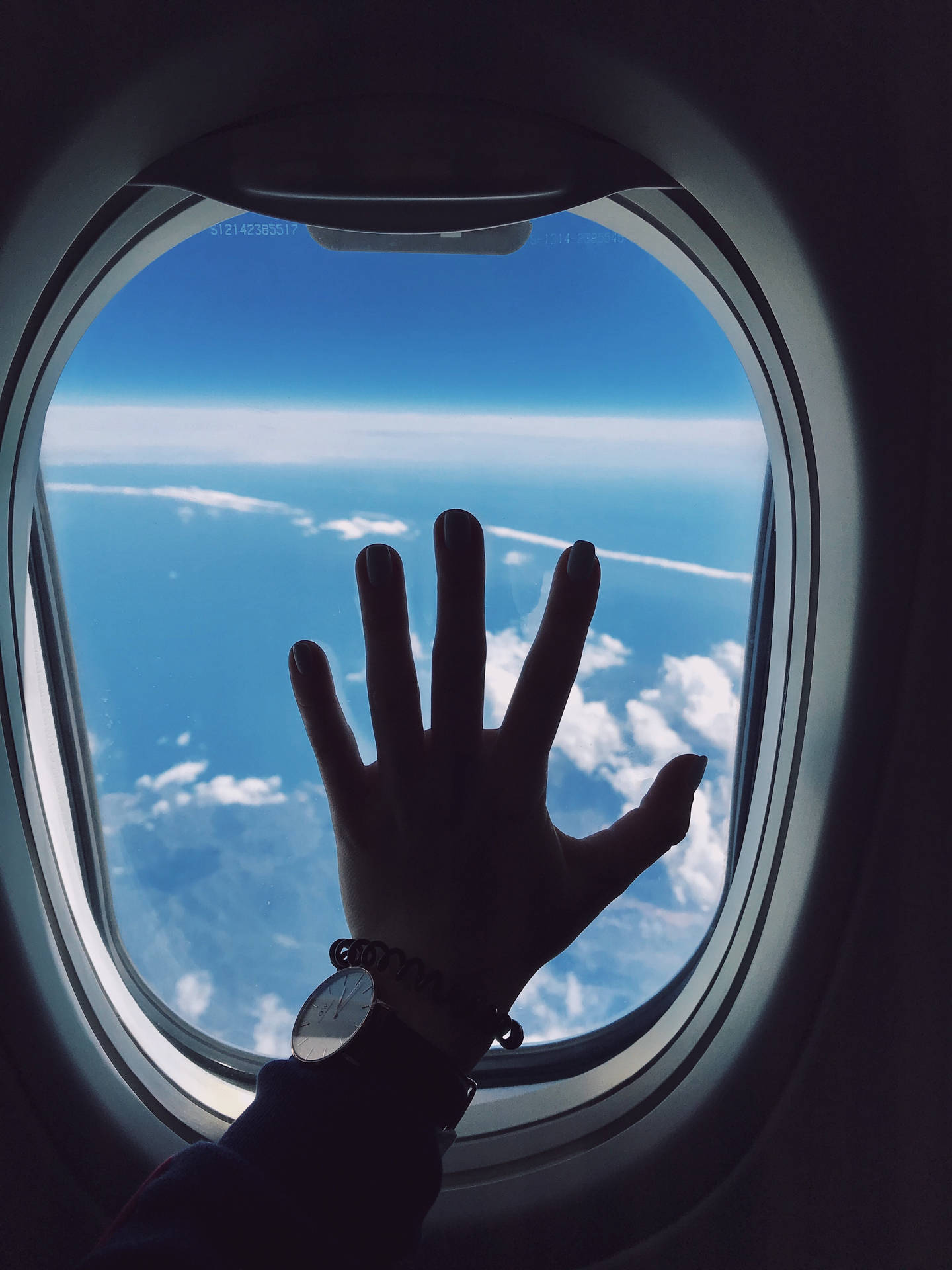 Airplane Window Hand Travel Wanderlust Clouds Background