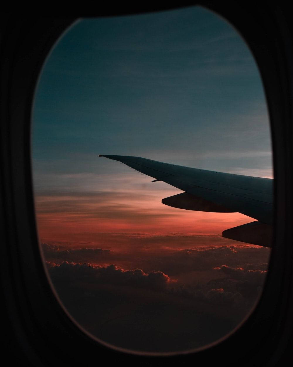 Airplane Window Sunset Retro Aesthetic Travel