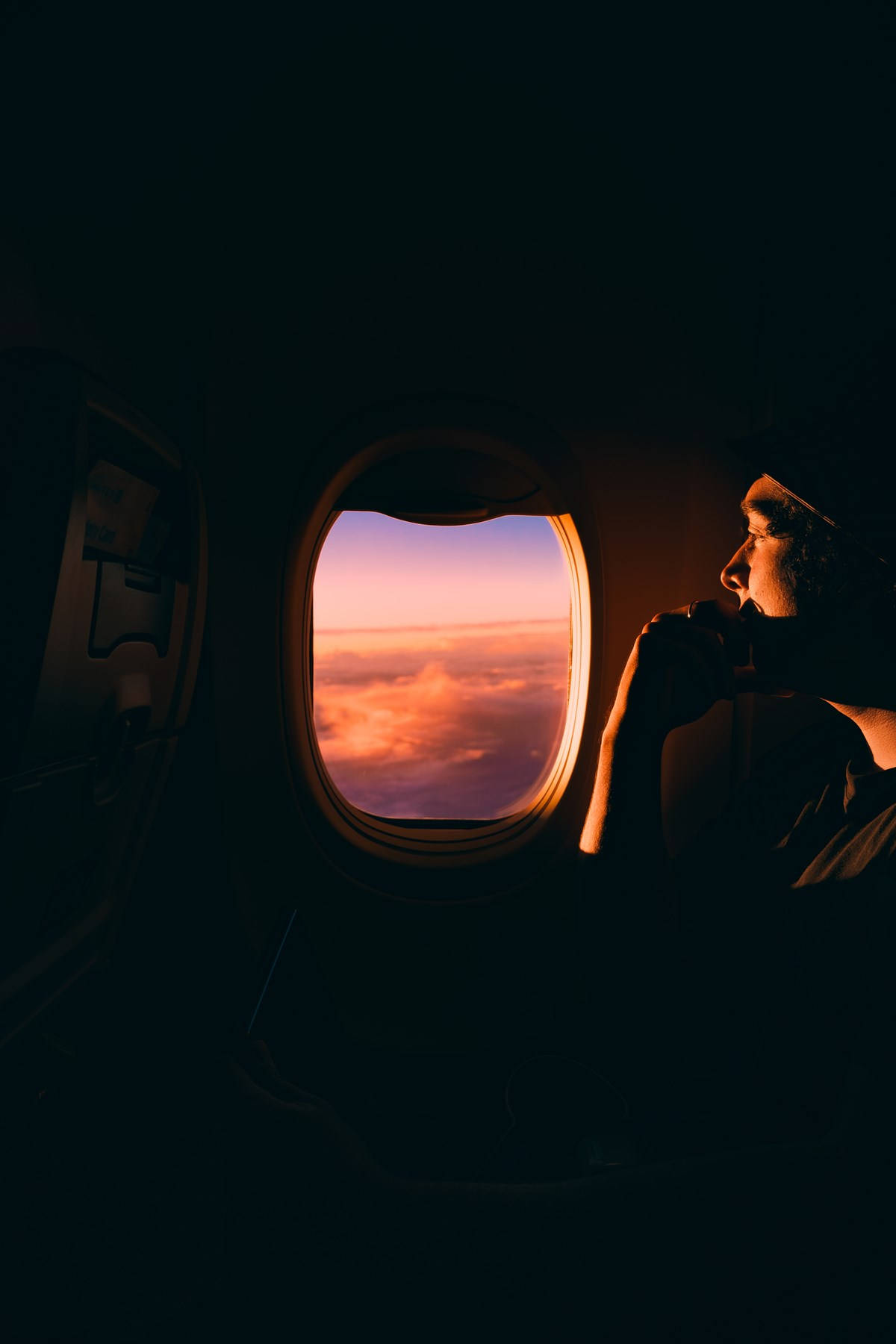 Airplane Window Sunset Sky Passenger Background