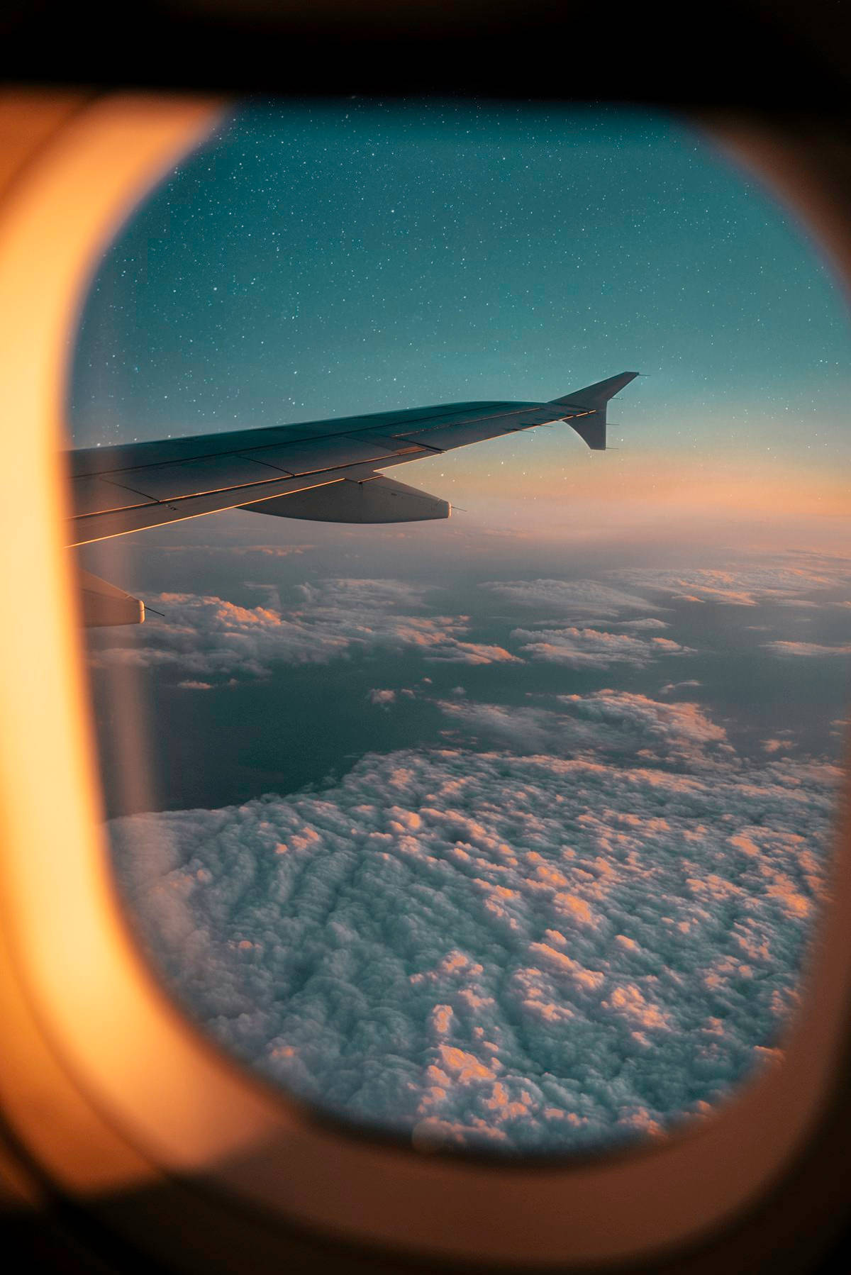 Airplane Window Sunset Sky Sea Of Clouds Background