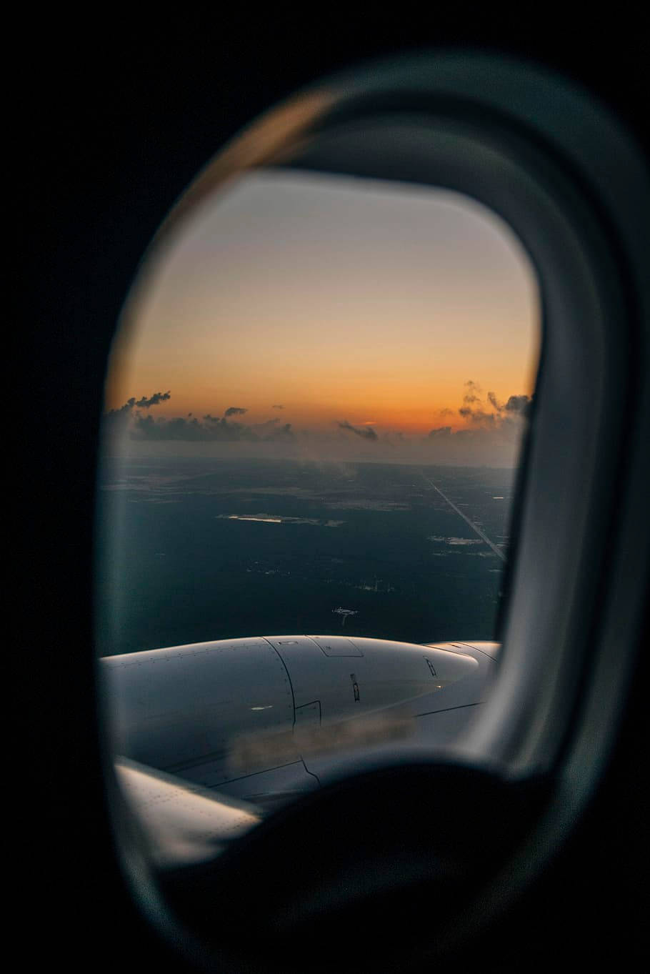 Airplane Window Sunset Sky View