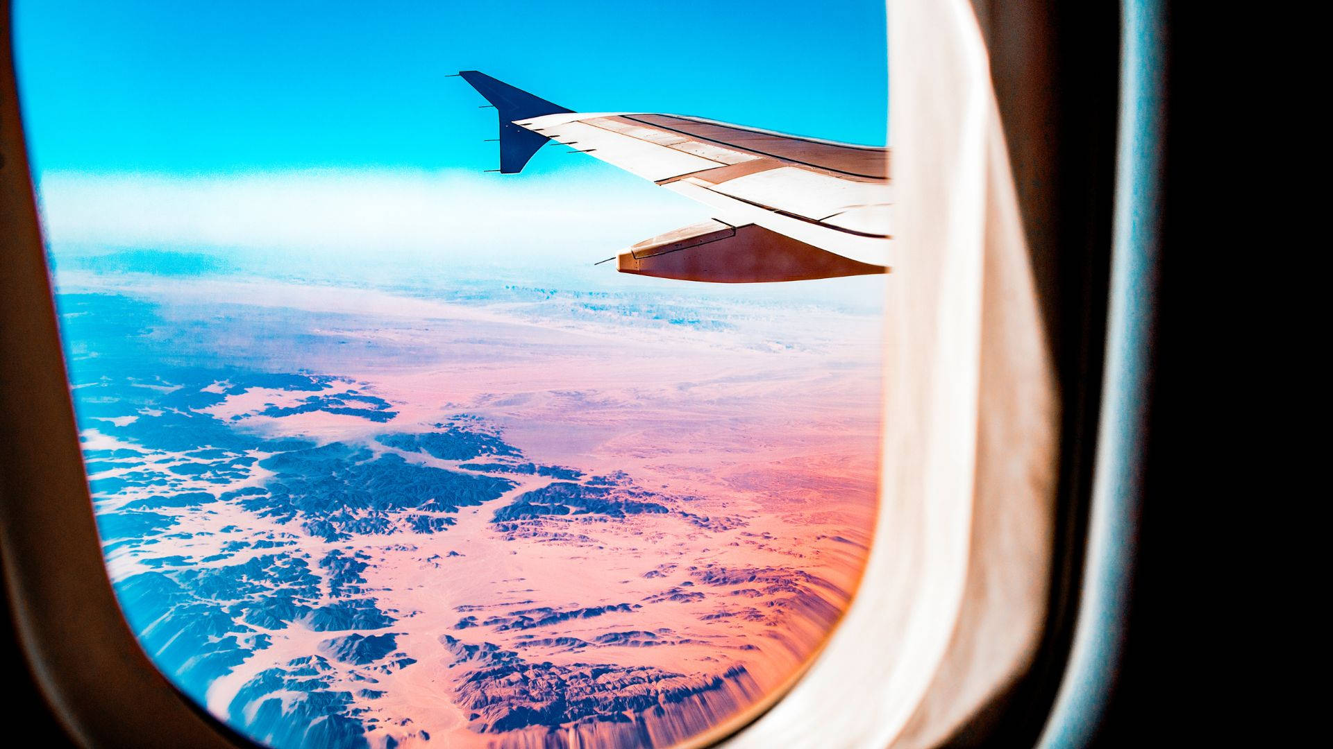 Airplane Window Travel Retro Aesthetic Landscape Background