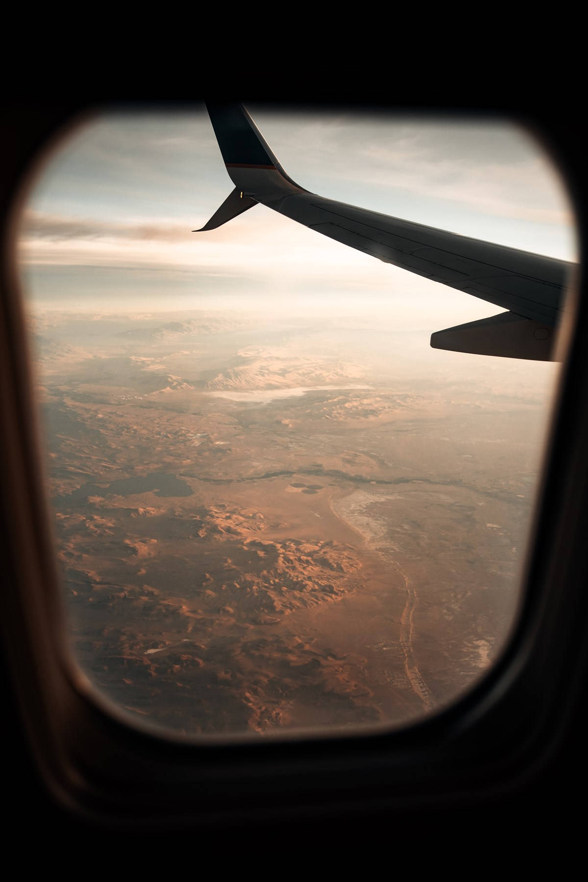 Airplane Window Vintage Sunset Landscape