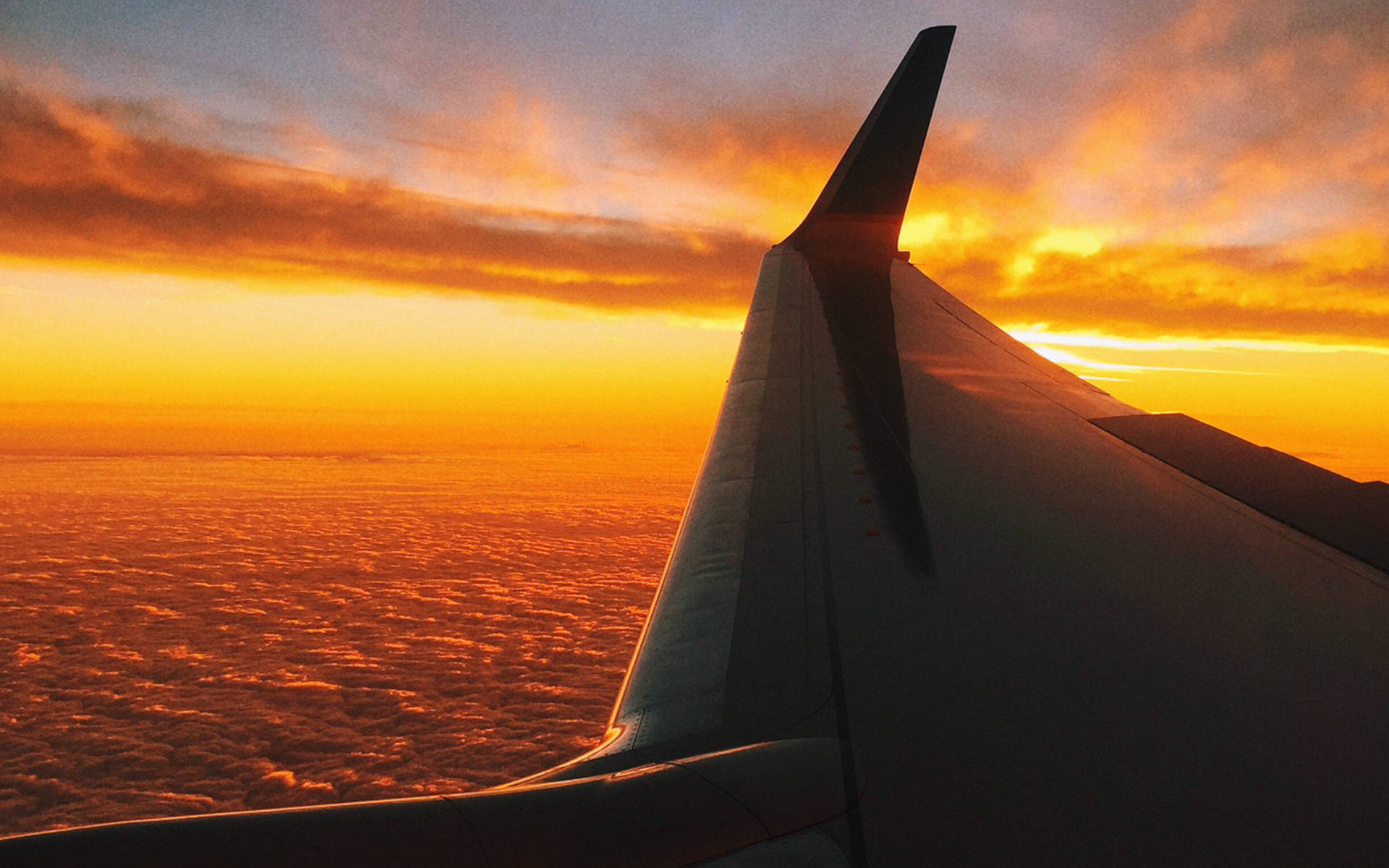 Airplane Wing Sunset Travel Laptop Background