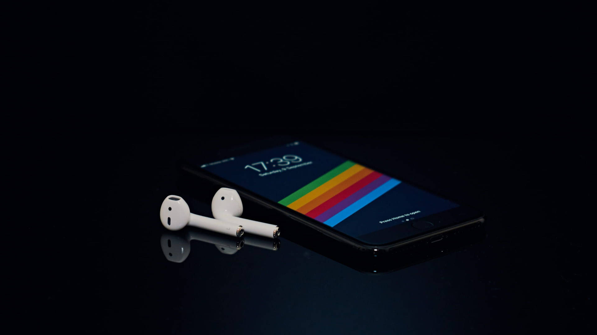 Airpods With Black Iphone 7 Background