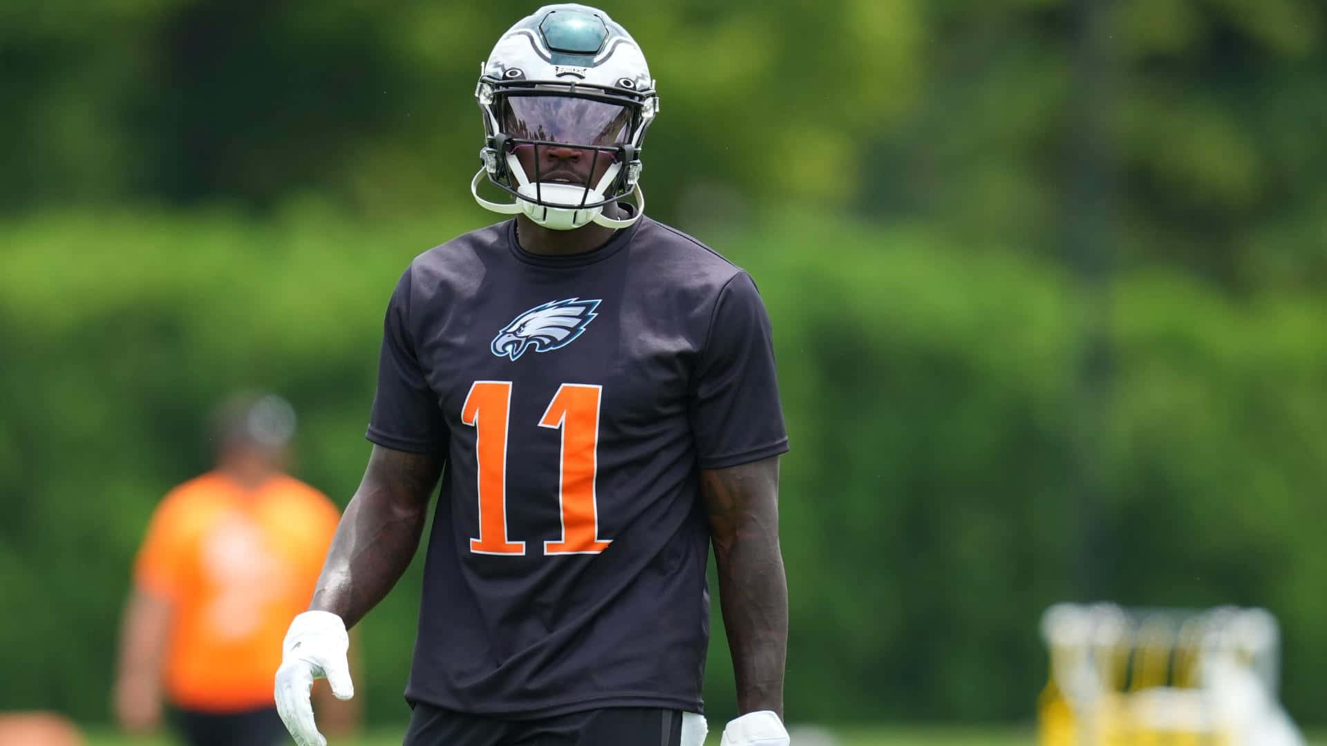 Aj Brown In Eagles Training Camp Background