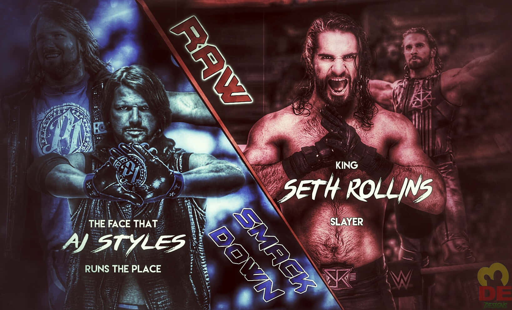 Aj Styles And Seth Rollins Smack Down Background