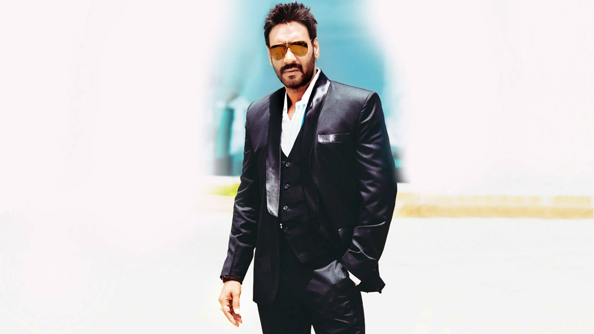 Ajay Devgn Black Suit Outfit Background