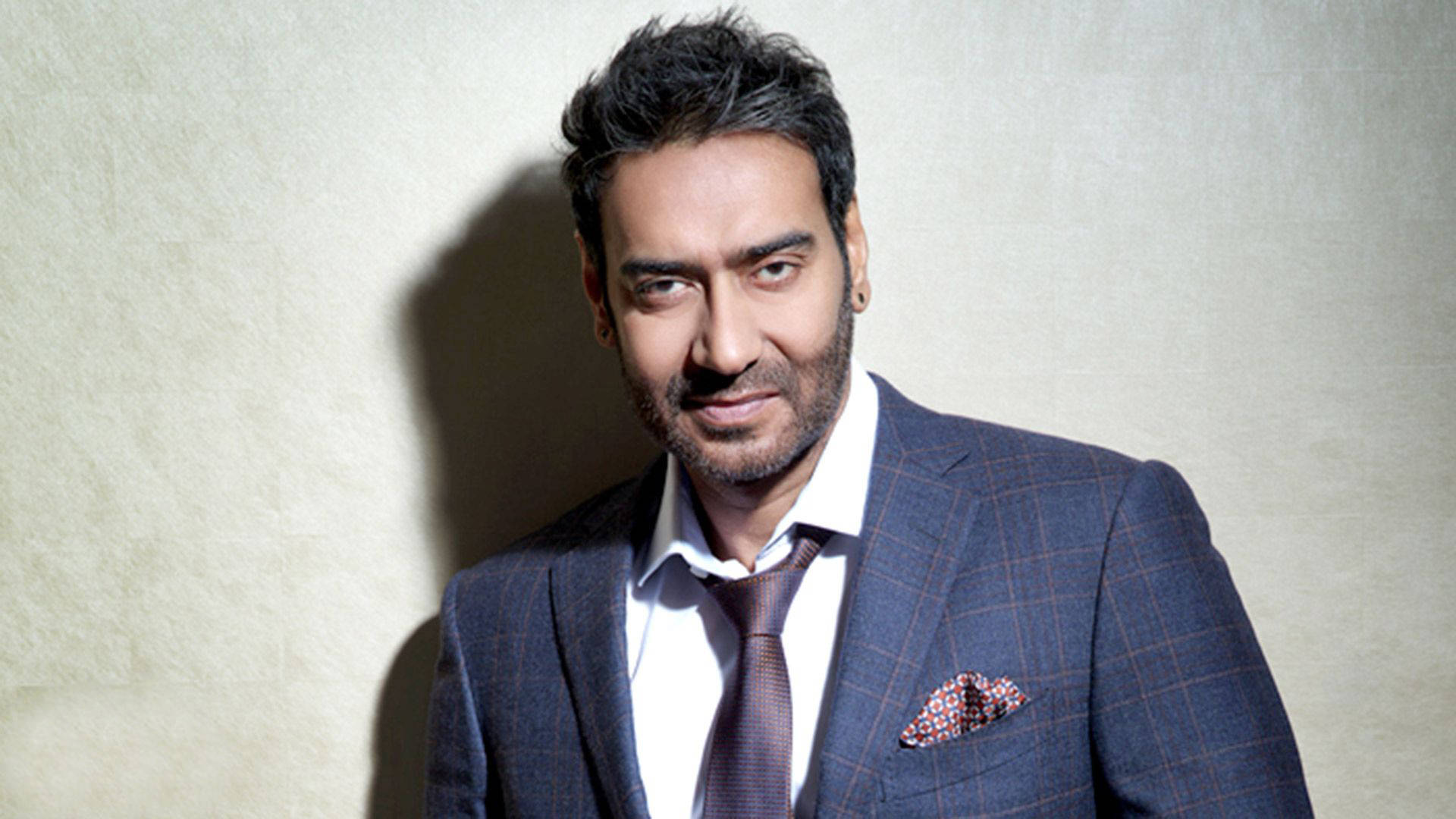 Ajay Devgn Dark Blue Plaid Suit