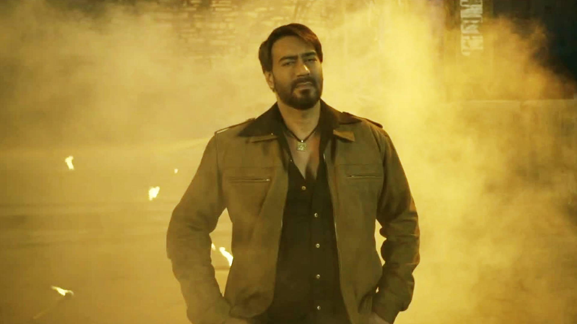 Ajay Devgn In Brown Jacket Outfit Background