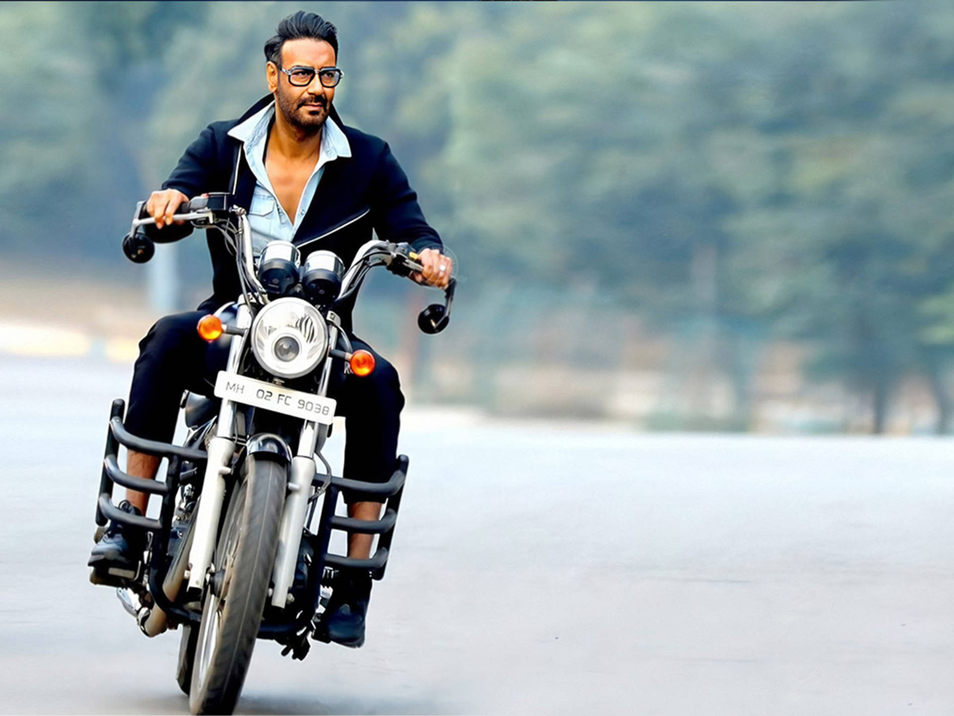 Ajay Devgn Motorbike Shot Background