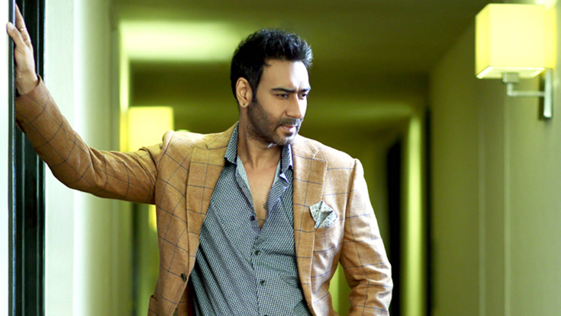 Ajay Devgn Orange Suit Outfit Background