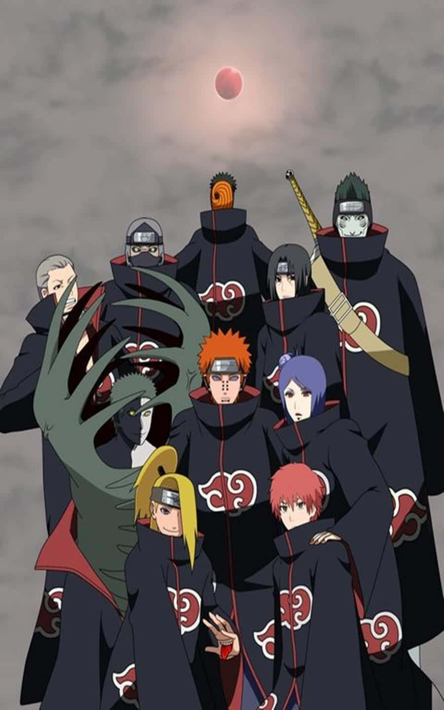 Akatsuki Aesthetic Under Red Moon Background