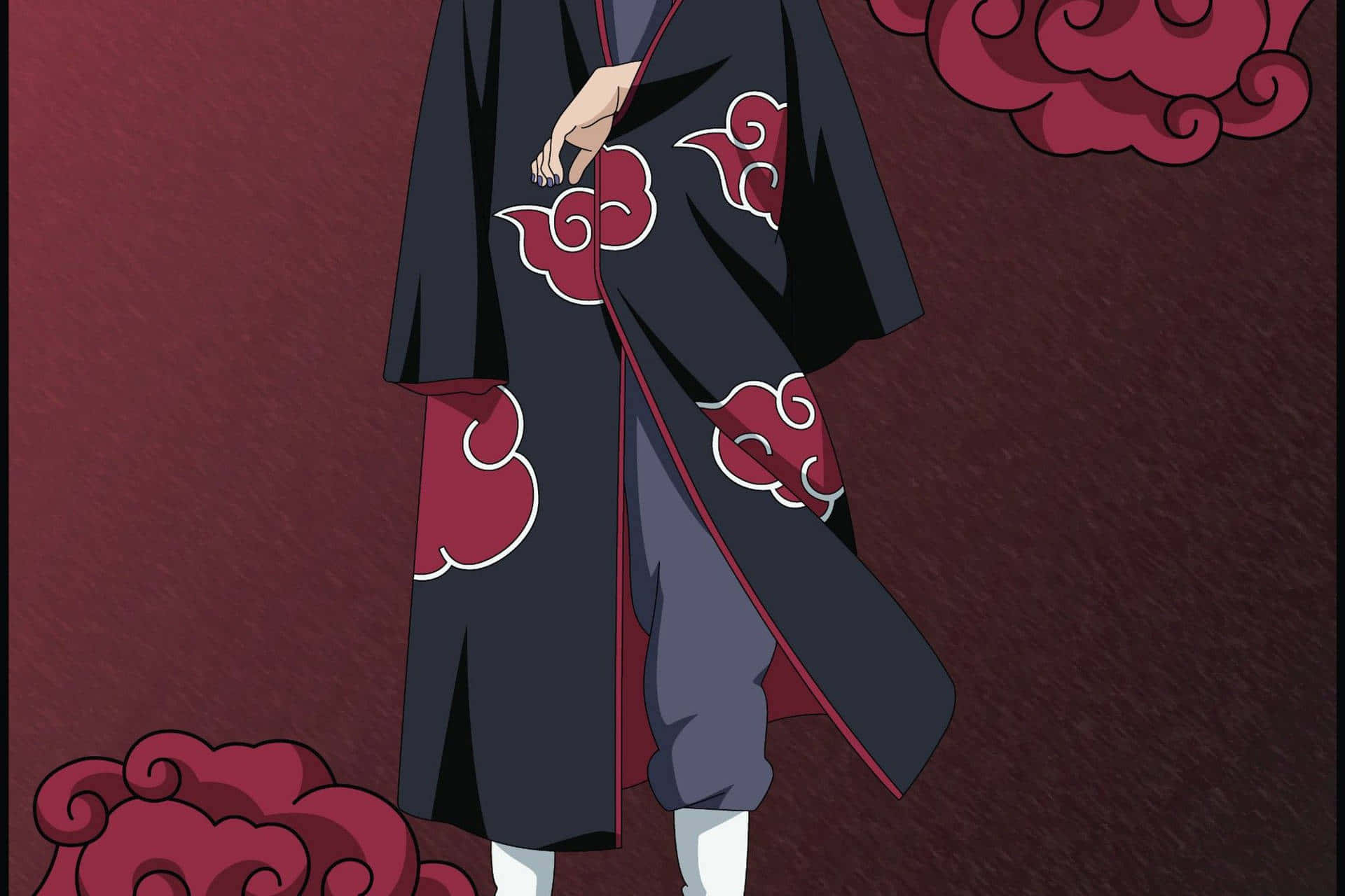 Akatsuki Cloak Red Clouds Background