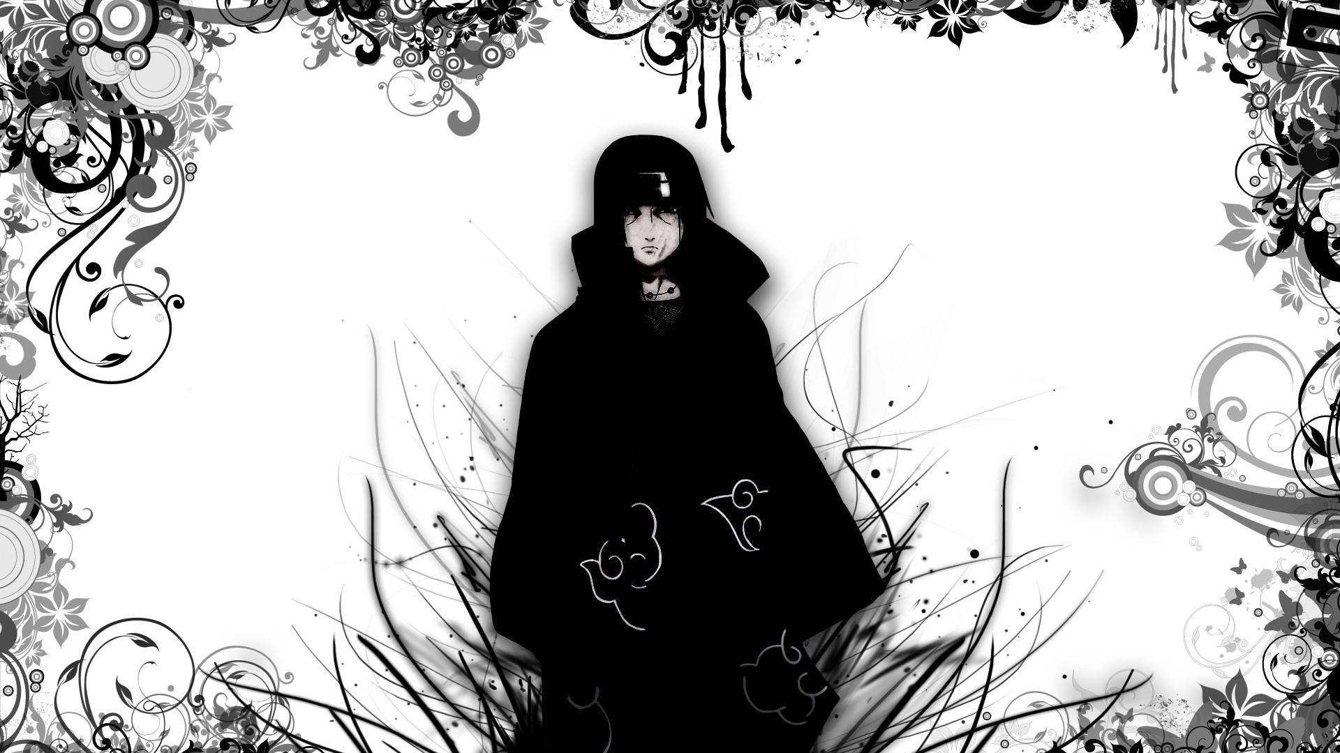 Akatsuki Itachi Artwork Black And White Background