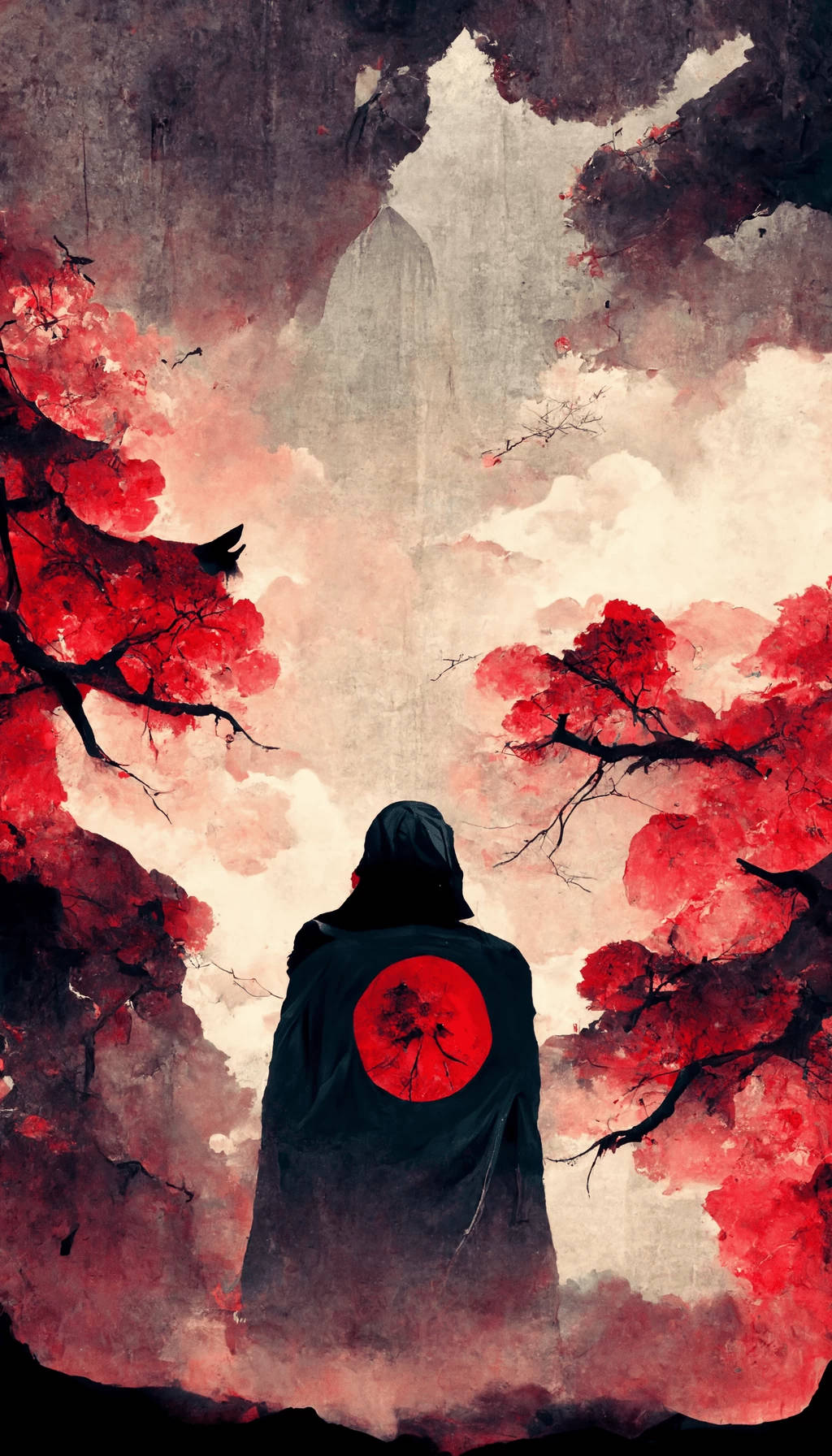Akatsuki Itachi Red Forest Art Background