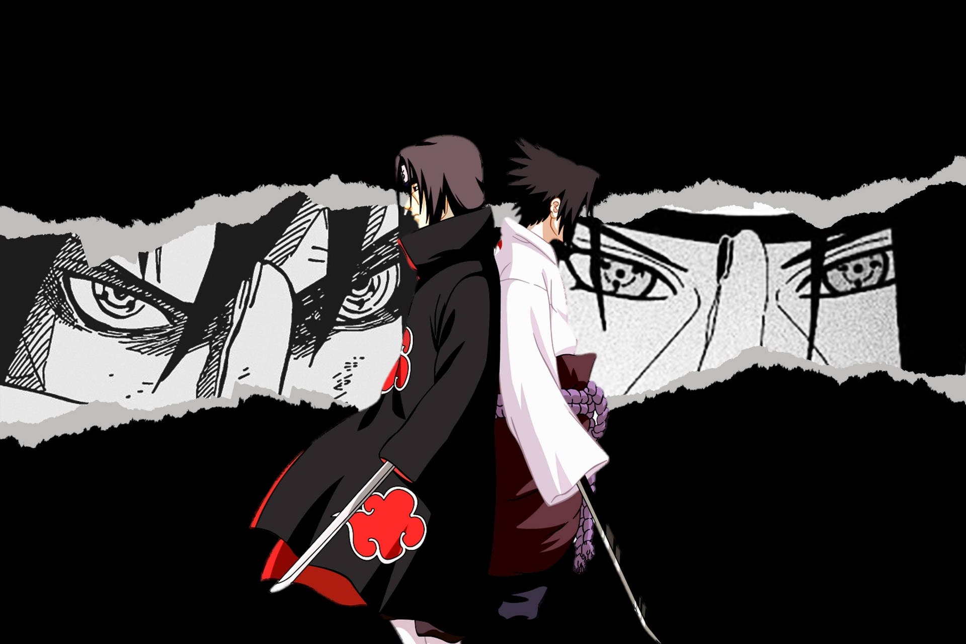 Akatsuki Itachi Sasuke Back-to-back Background