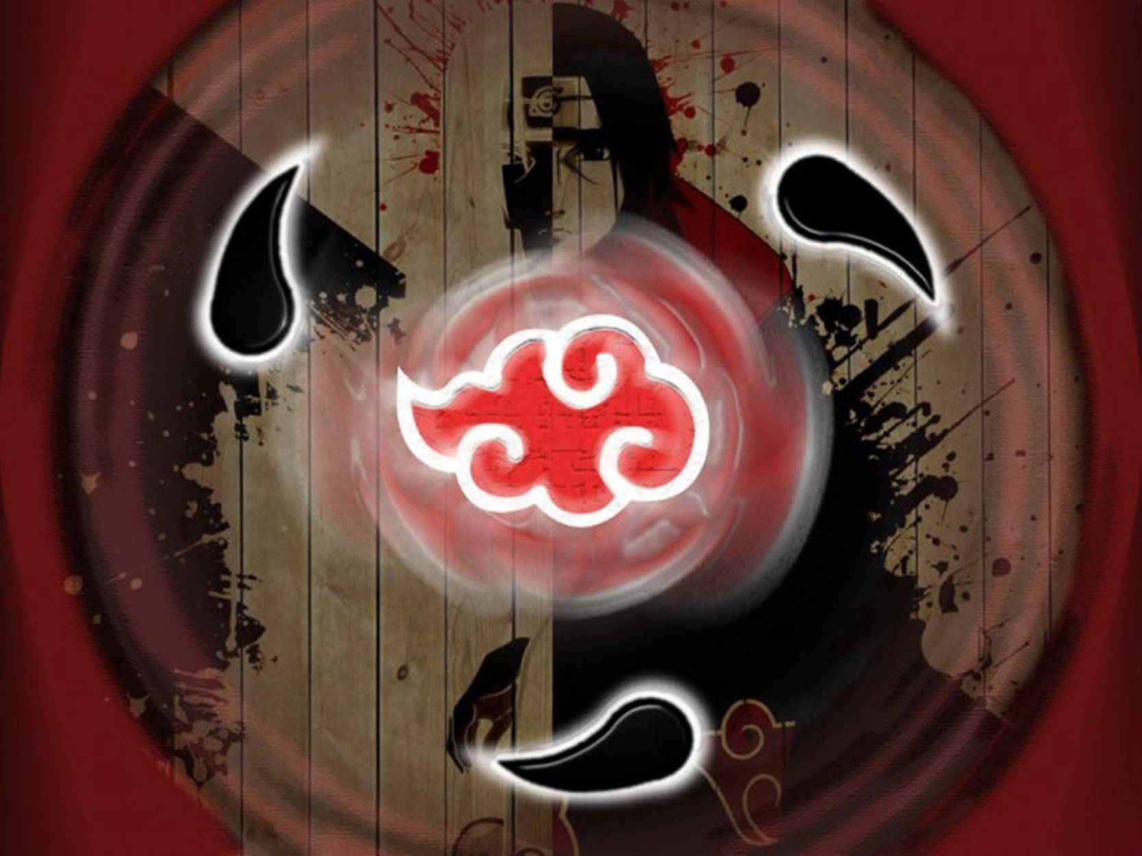 Akatsuki Logo And Sharingan Pattern Background