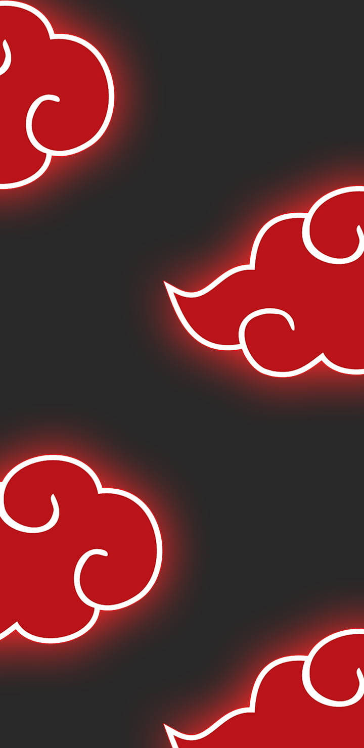 Akatsuki Logo Neon Red Clouds