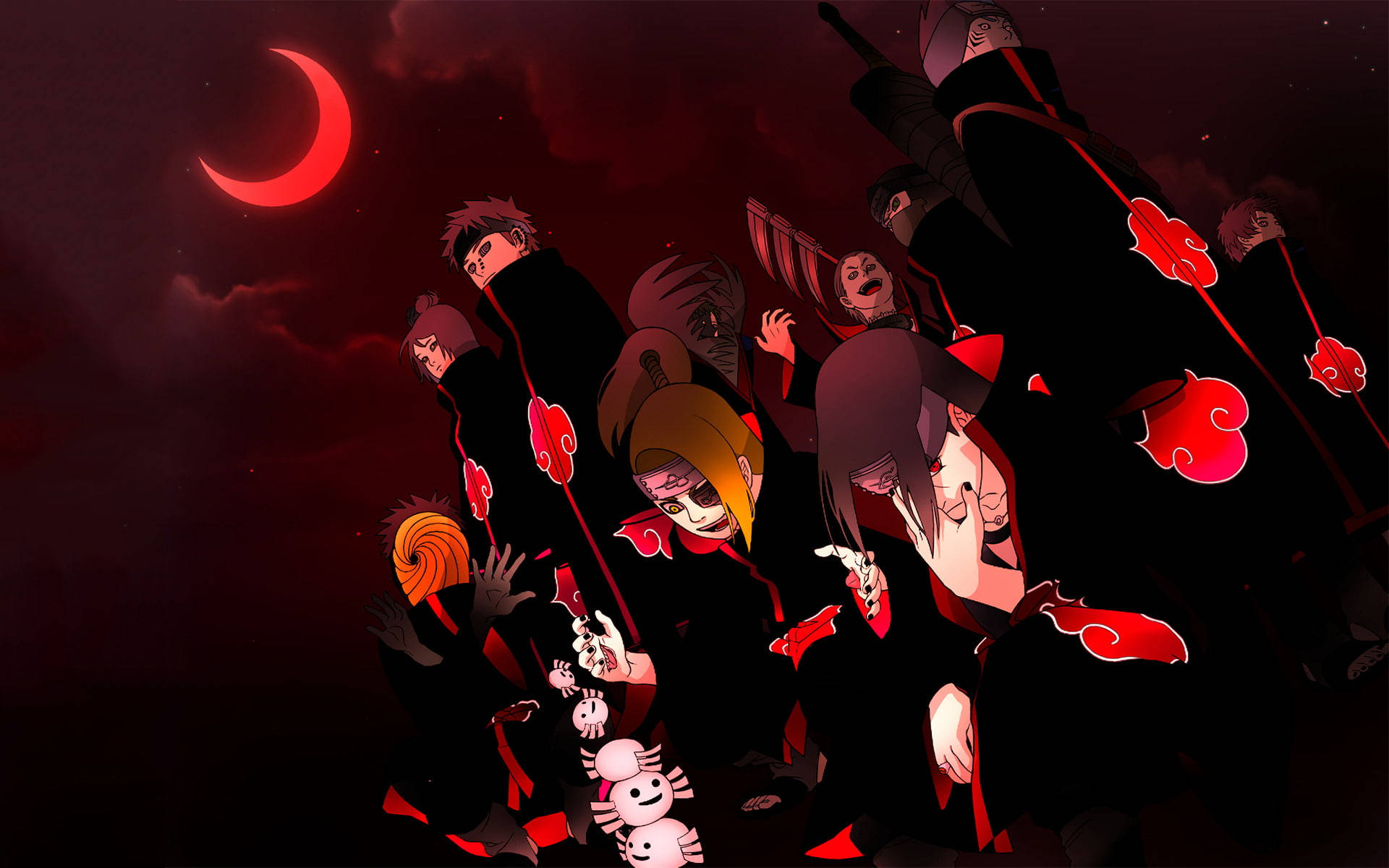 Akatsuki Naruto Characters Blood Moon Background